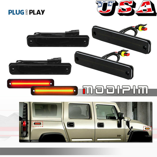 Front amber and rear red side fender marker light kit for 2003-2009 for Hummer H2