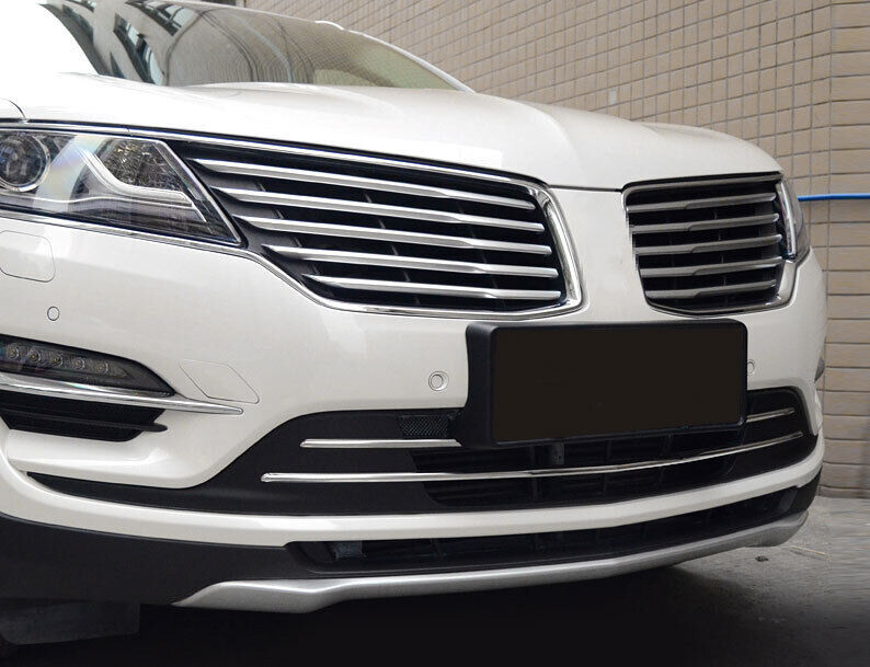 Front Center Mesh Grille Grill for Lincoln MKC 2019 Silver Strip Trim Titanium