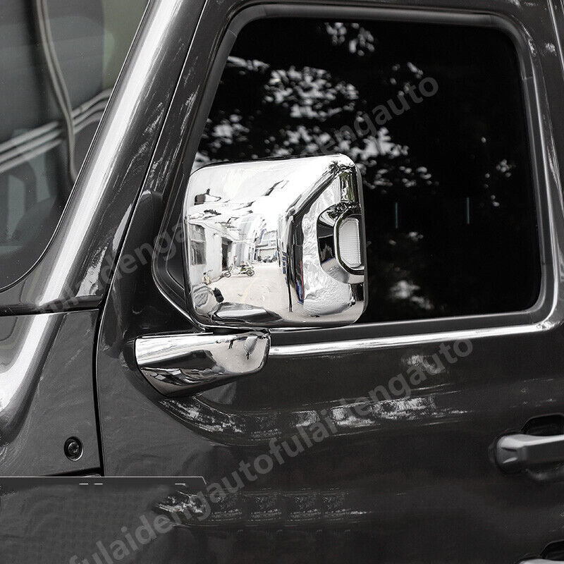 for Jeep for Wrangler JL 2018-2021 Chrome Car Side Door Rear View Mirror Cover Trim