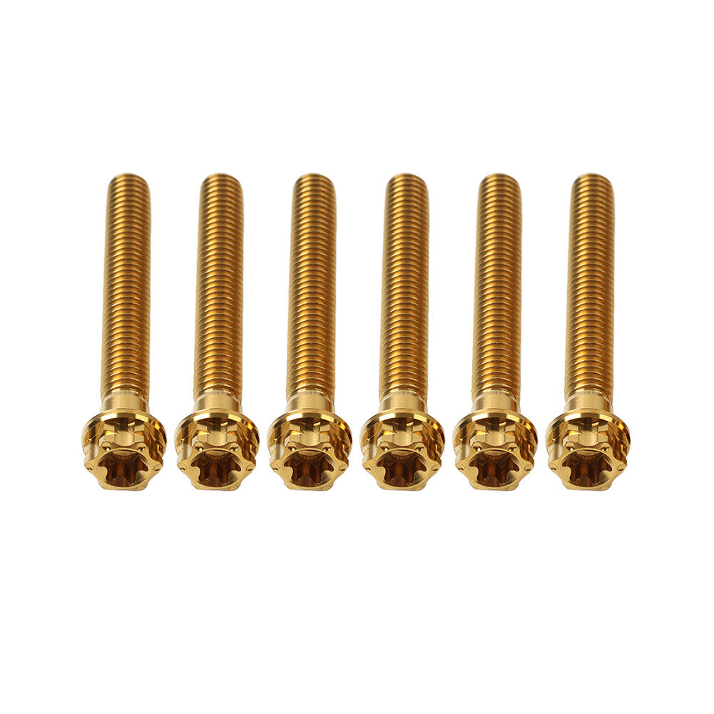 6pcs Bolts Torx Head Flange Screws M8x45mm Gold For Motorcycle Bike