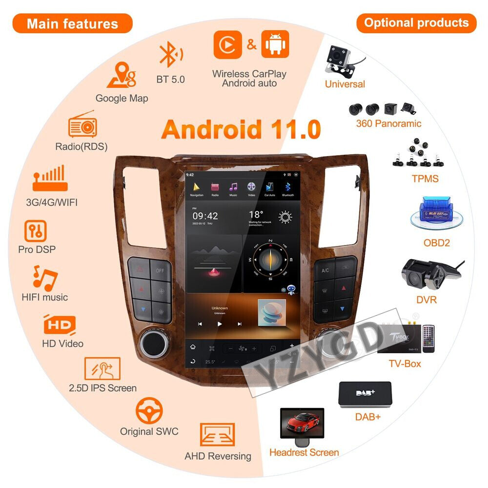 for Lexus RX300 RX330 RX350 RX400H 2004-2008 2Din Car Radio GPS Receiver Screen