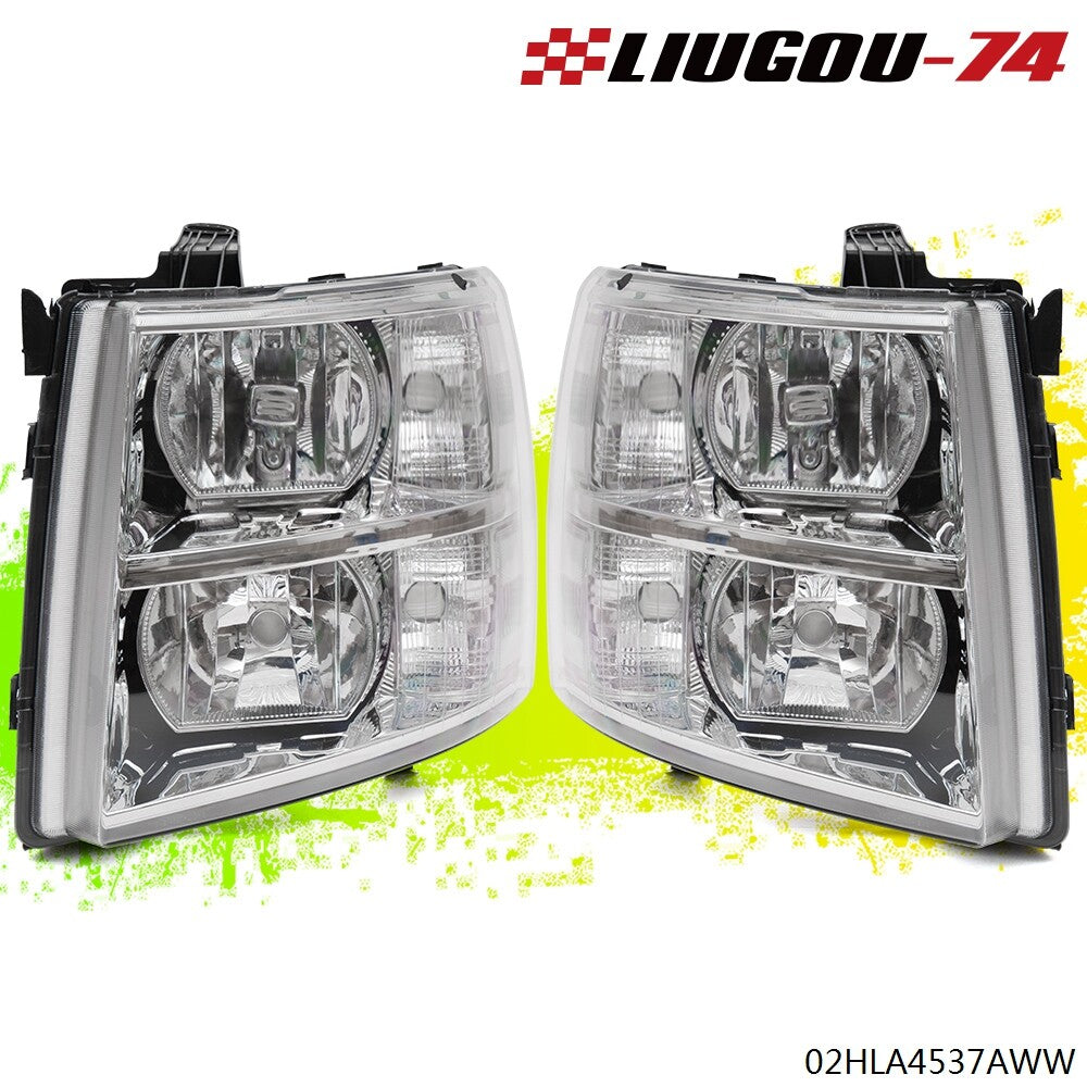 Suitable for 07-14 for Chevrolet Silverado chrome alloy housing corner reflector headlights (USA)