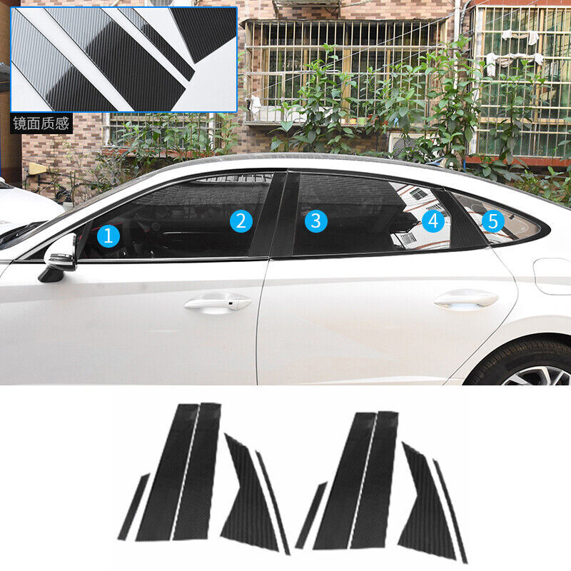 for Hyundai Sonata 2020-2023 Carbon Fiber Steel Window Pillar Post Cover Trim10