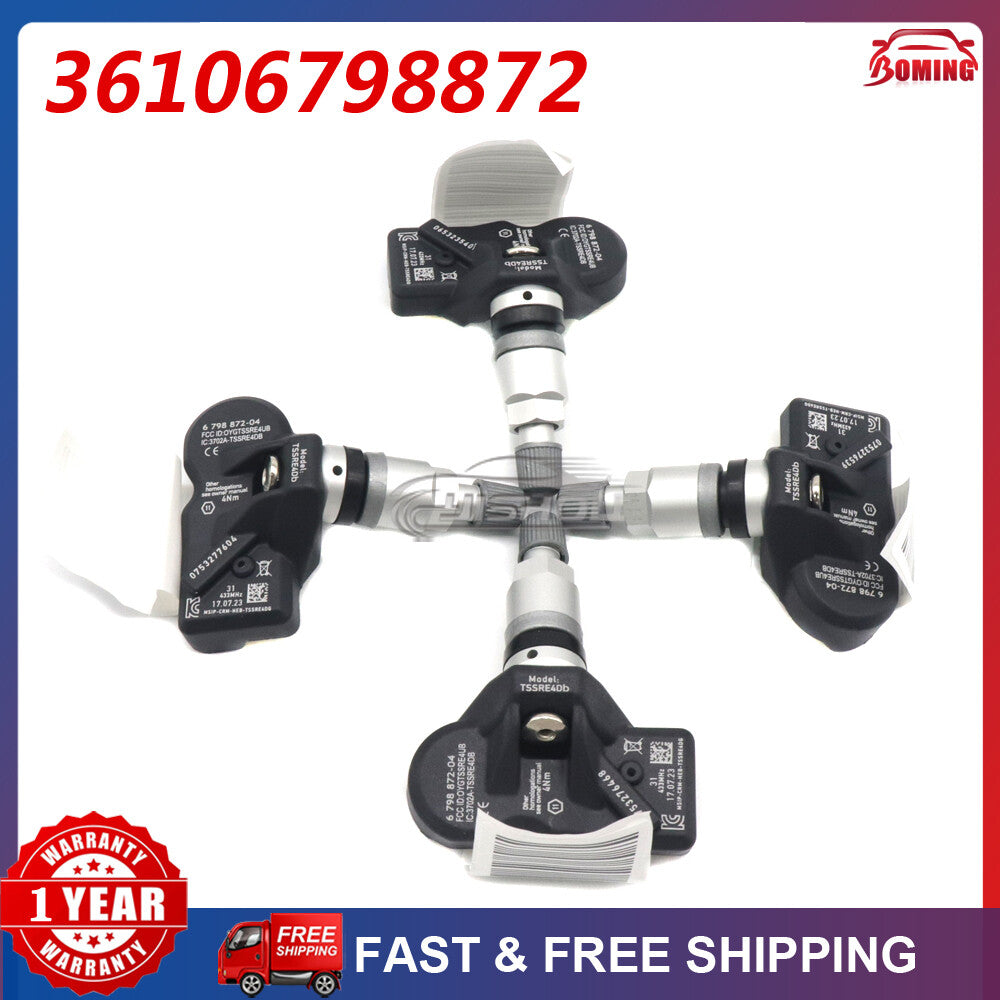 new 4-piece tire pressure monitoring (TPMS) sensor kit, model 6798872-04, 36106798872, suitable for BMW .
