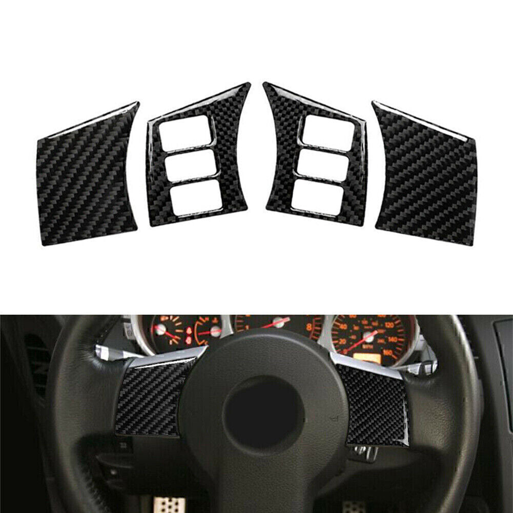 4x Carbon Fiber Interior Steering Wheel Panel Cover Fit for Nissan 350Z 2006-2009
