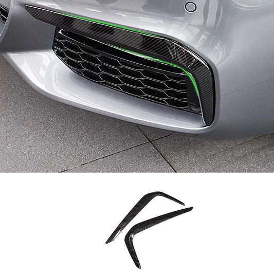 2PCS Lamp Strip Trim Front Fog Light ABS Carbon Fiber for BMW 5 Series 2018-2022