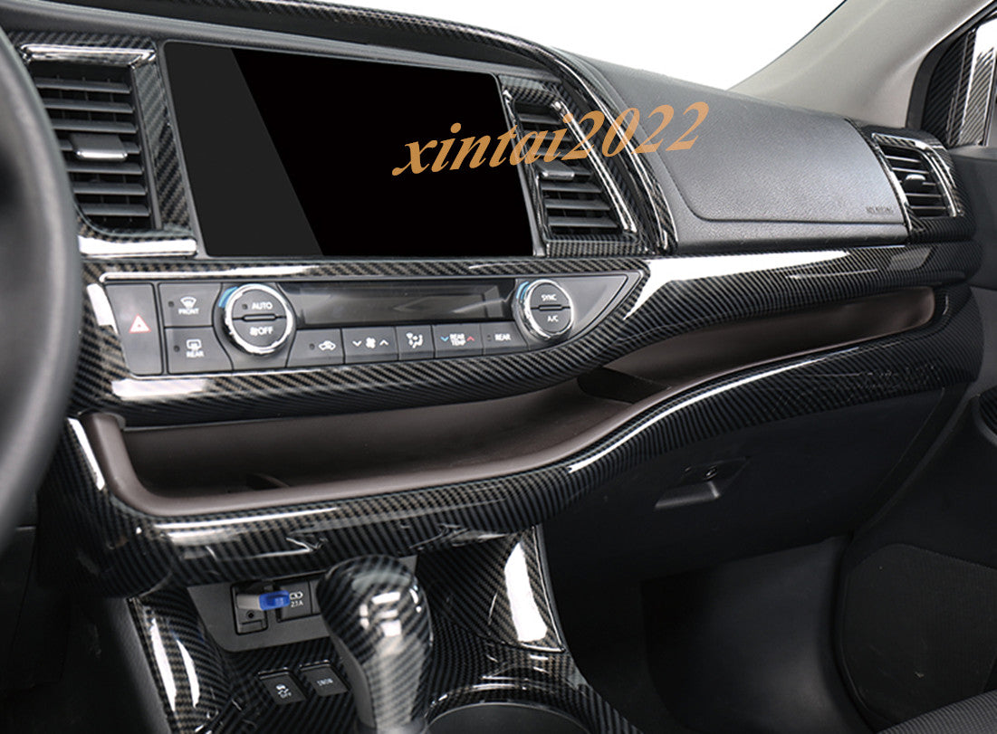 Carbon Fiber Navigation Decor Strip Cover Trim For 2014-2019 for Toyota Highlander