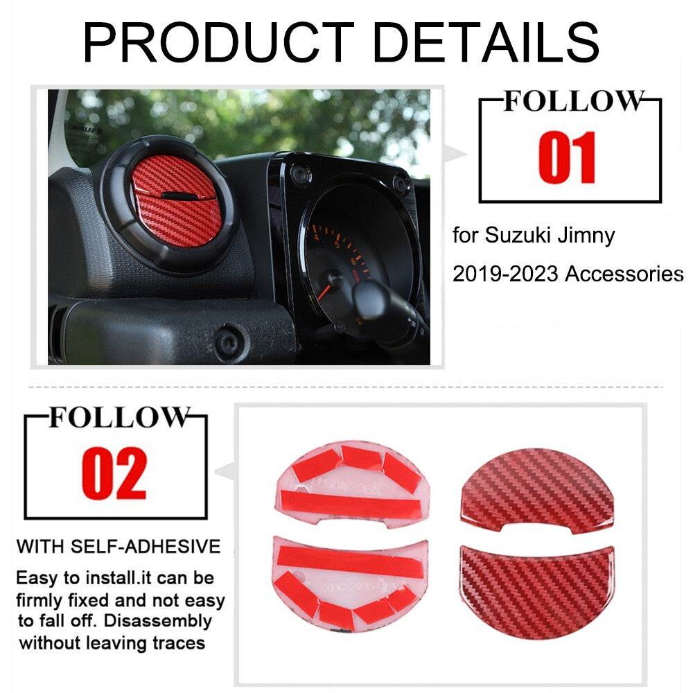 Red Carbon Fiber Air Condition Vent Outlet Cover for Suzuki for Jimny 2019-2023
