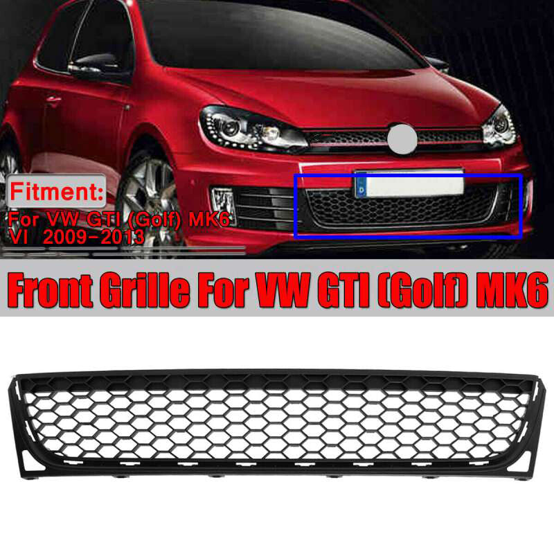 Front honeycomb mesh lower center grille with ABS. Suitable for Volkswagen for Golf GTI MK6 09 - 2013 Sport.