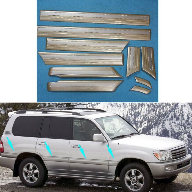 for Toyota for Land Cruiser LC100 98-2007 Side Door Body Molding Cover Trim Gold 10X