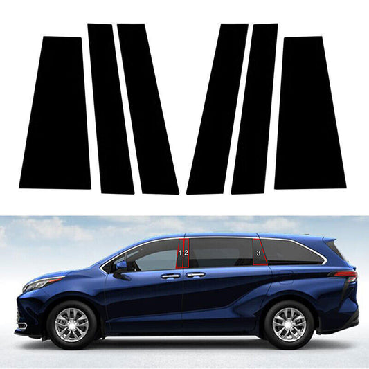 for Toyota for Sienna 21-2024 Gloss Black Window Pillar Posts Moulding Trim Cover 6P