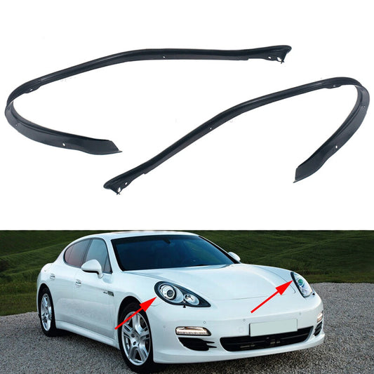 2PCS Headlight Rubber Sealing Strip Trim Headlamp for Porsche for Panamera 2010-2013