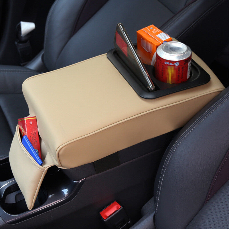Double cup holder automatic armrest mat center console storage box backrest cushion