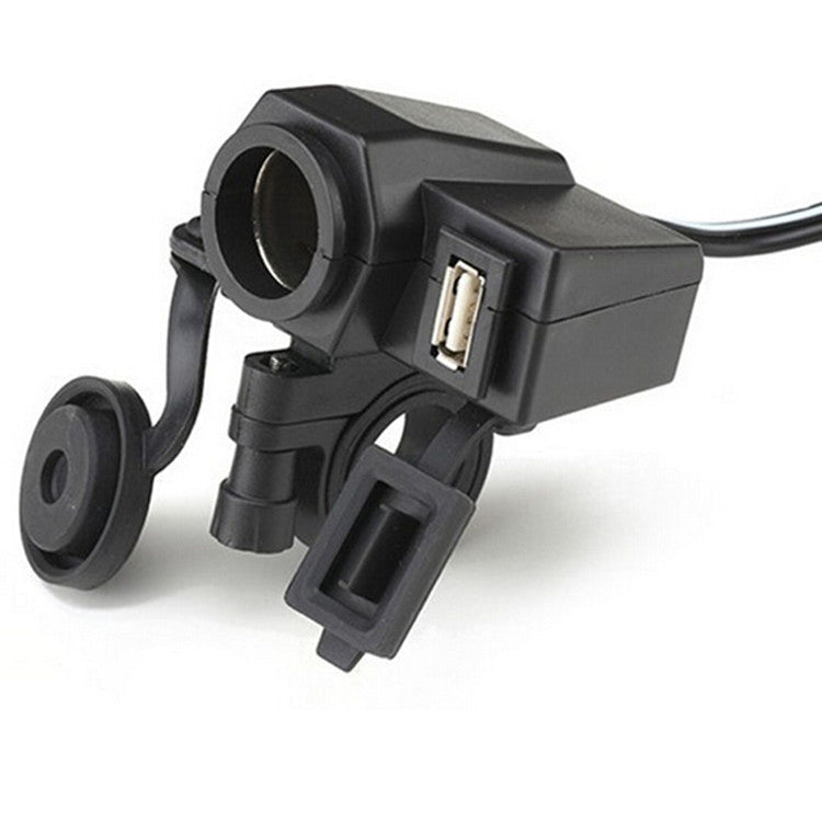 Motorcycle Waterproof Phone Cigarette Lighter USB Power Socket Charger Outlet