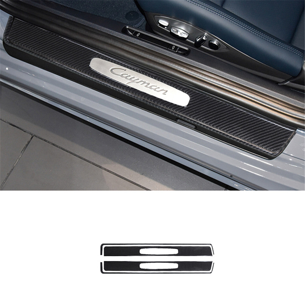 4PCS carbon fiber entry strip trim for Porsche 718 2016-2022