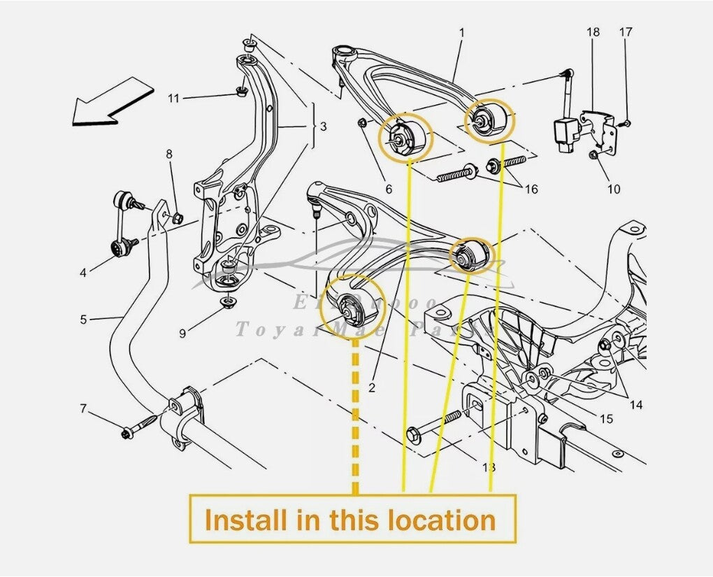 New for Maserati Quattroporte Ghibli Front Lower Upper arm Bushing kit 670039029