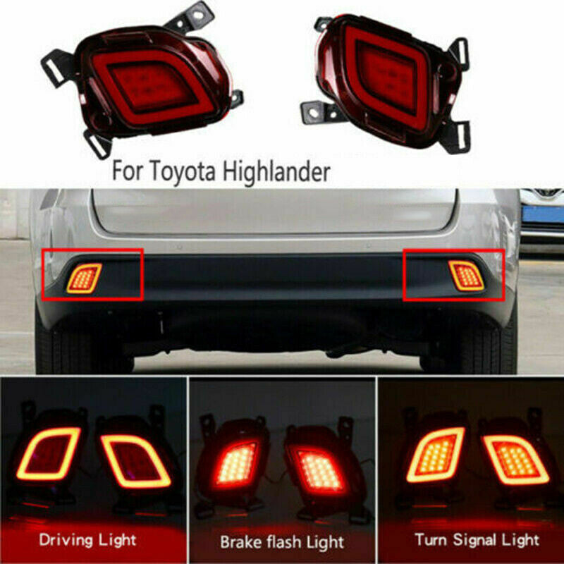 LED Rear Bumper Fog Light Turn Lamp Brake Light Kit for Toyota Highlander 14-19