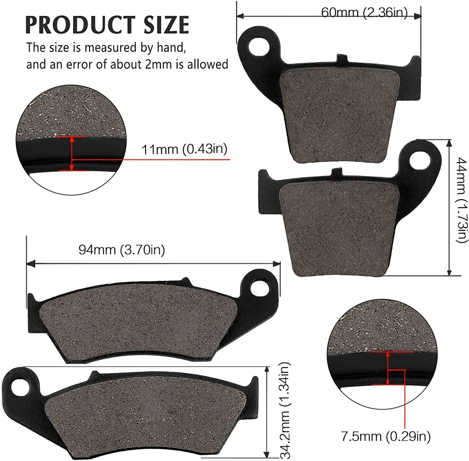 Brake Pads for Honda CR125R CR250R CRF250R CRF250 XRL CRF450 RE CRF450 XRL