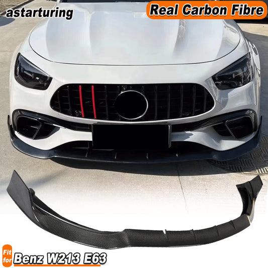 Fit for Benz W213 E63AMG 2021-2024 REAL CARBON Front Bumper Lip Spoiler Splitter