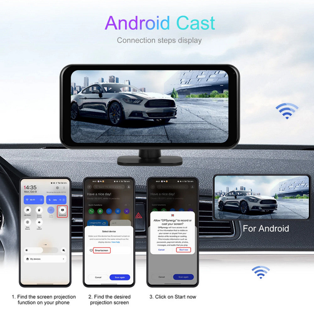 6.25in Car Player Carplay Android Auto ADAS DVR 4K Dash Cam With AHD Rear Camera
