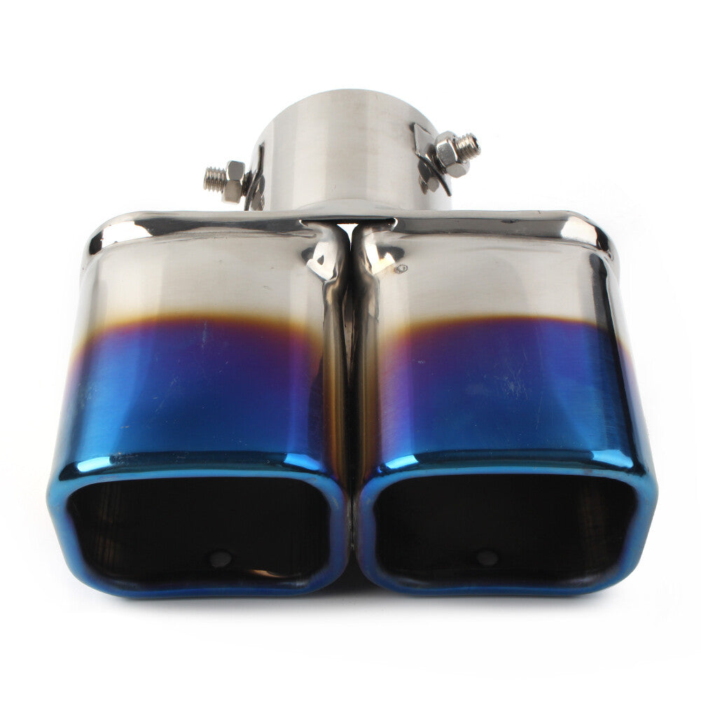 Dual Universal Rear Exhaust Pipe Tail Muffler Tip Square Accessories Straight