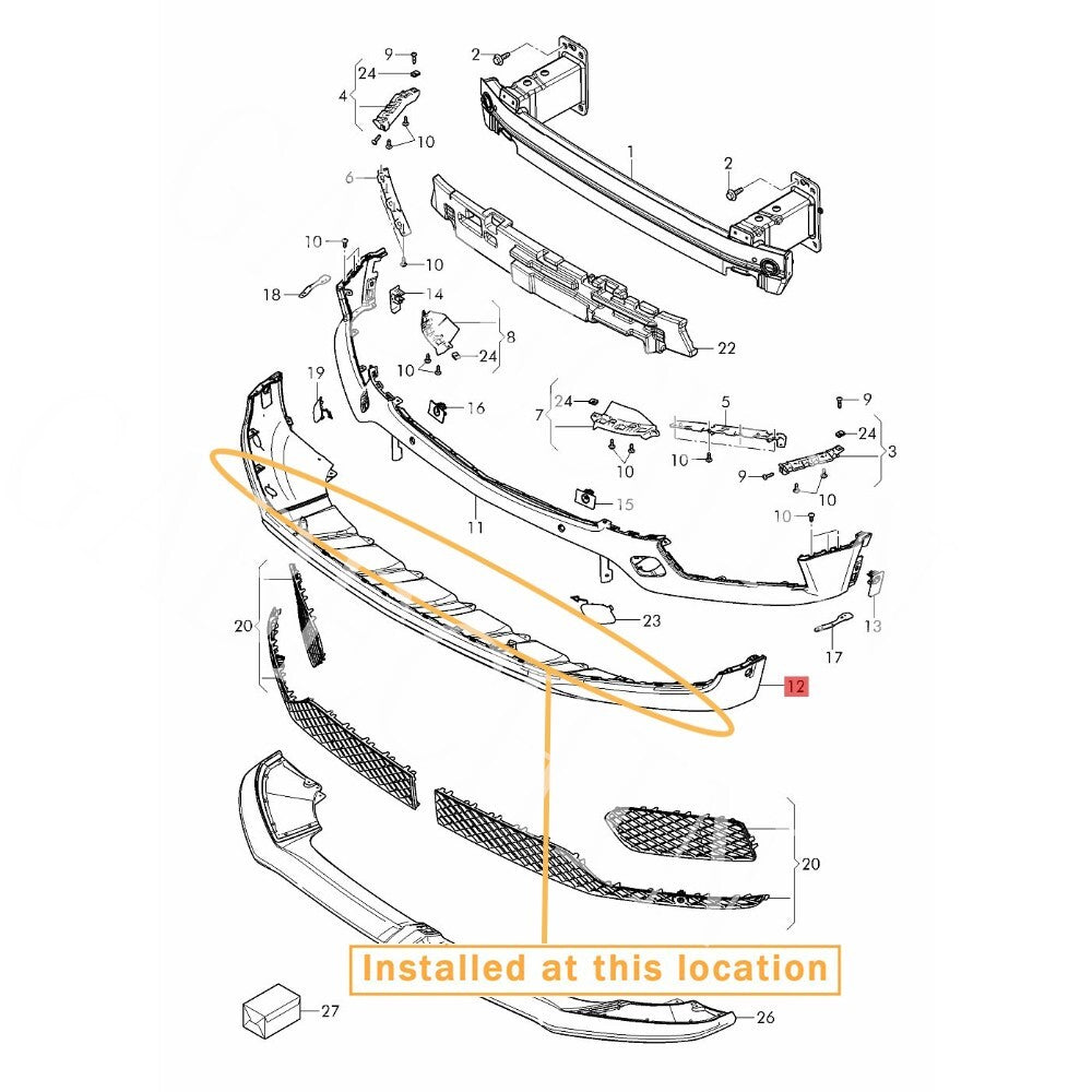 Equipment Manufacturer ( ) bumper cover for Bentley for Bentayga (2015+): 36A 807 093 GRU
