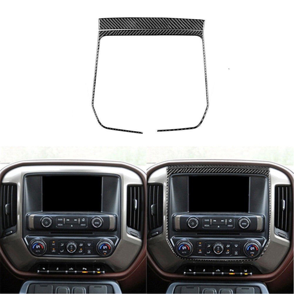 Carbon Fiber Radio Console Surround Cover Trim For Silverado for GMC for SIERRA 2014-18