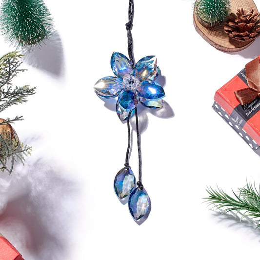 Shiny Crystal Flower Car Rear View Mirror Pendant Colorful Car Hanging Ornament