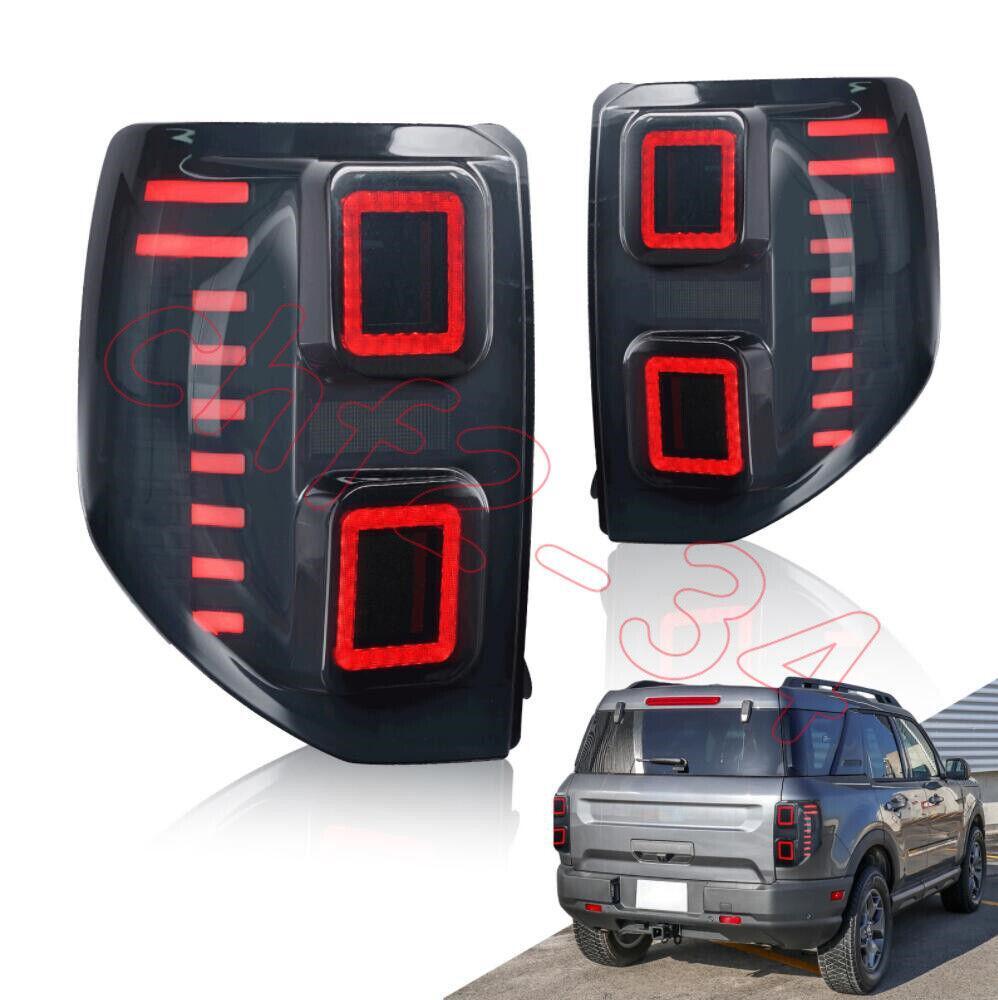 for Ford Bronco Sport 2021+ 2Pcs LED Smoked Tail Lights Rear Lamps Brake Stop