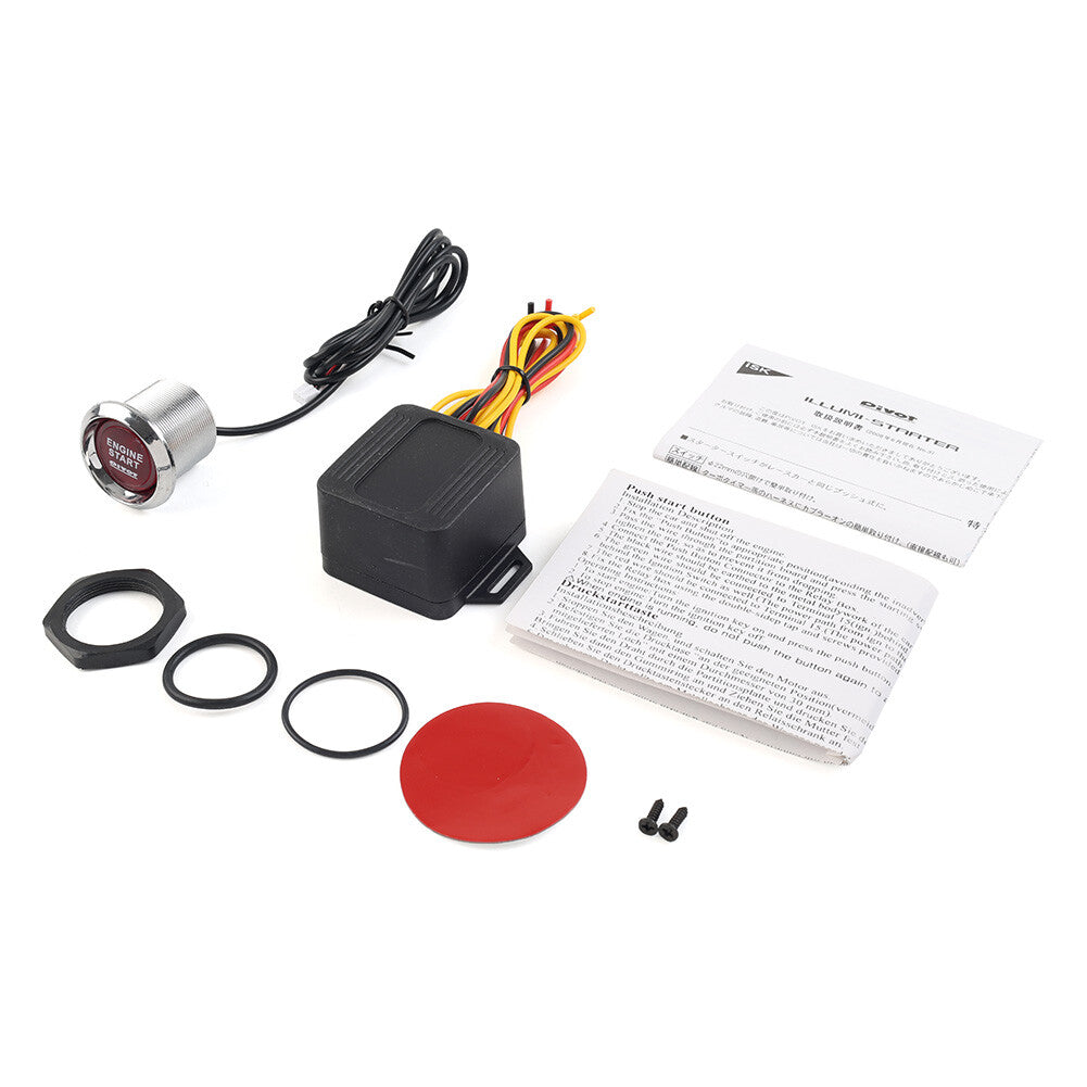 Universal Car Engine Start Push Button Switch Ignition Starter Kit Red 12V LED