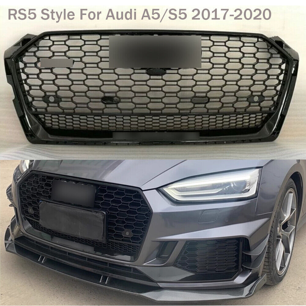Front Bumper Grille Honeycomb Grill Fit for Audi A5 S5 2017-2020 RS5 Style Black