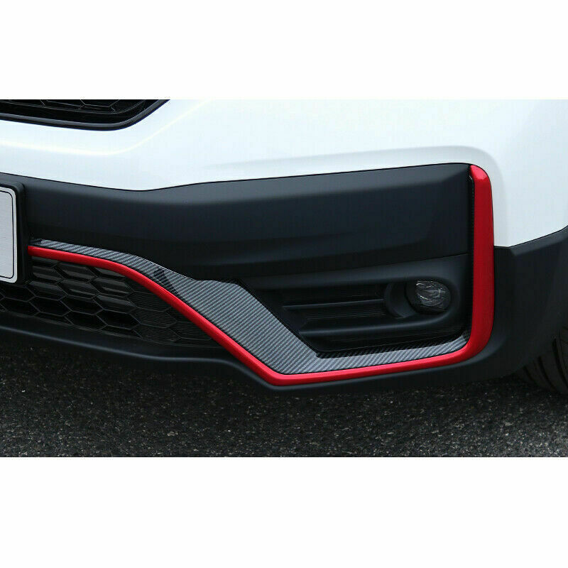 4P for Honda CR-V CRV 2020-2022 Red+Carbon Fiber Front Bumper Lower Strips Trim