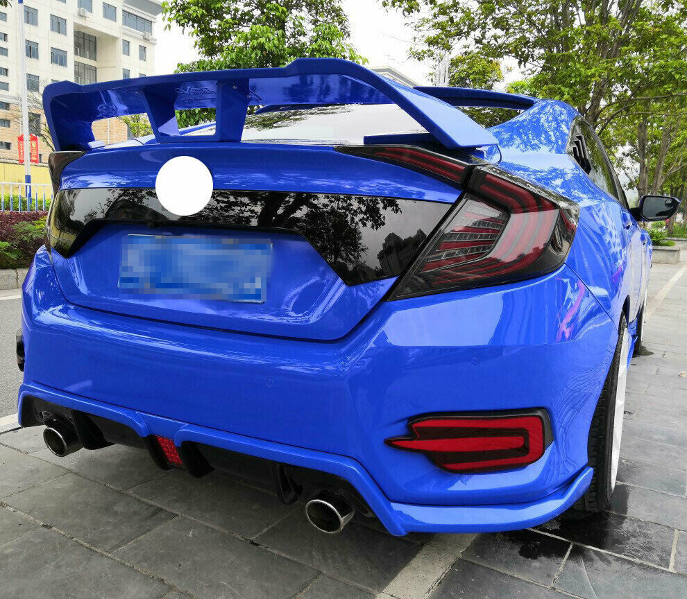 for Honda for Civic Sedan 2016-2021 Blue Car Rear Trunk Spoiler Aircraft Wing Flap