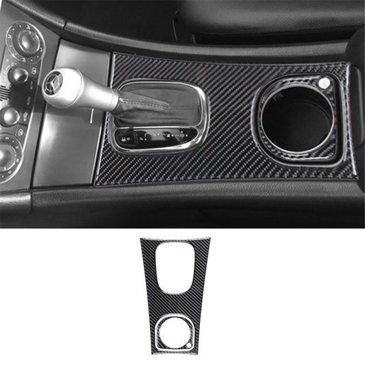 2Pcs Carbon Fiber Gear Shift Panel Cover Trim for Mercedes-Benz W203 2005-2007