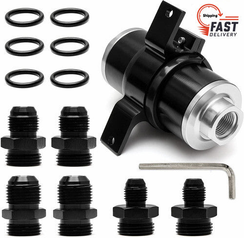 10-micron inline fuel/gas/gasoline filter + bracket for cleaning AN6, AN8, and AN10 ( )