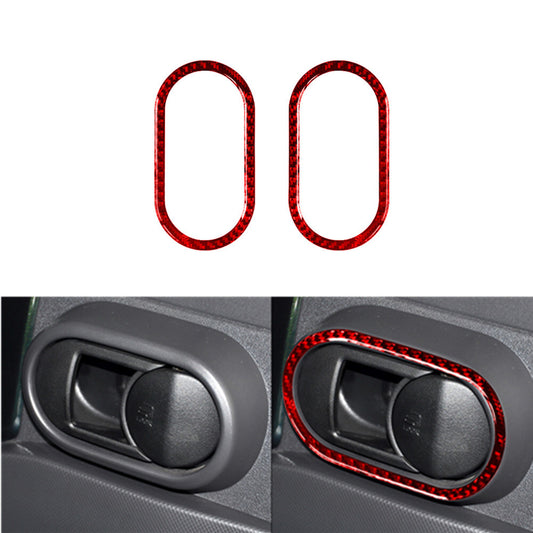 2X Red Carbon Fiber Outer Frame Rear Door Handle for Jeep for Wrangler 2007-2010