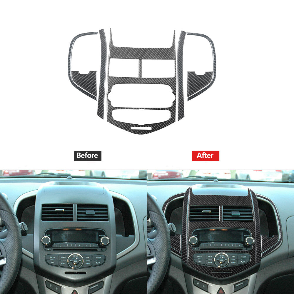 8Pcs Carbon Fiber Center Console Panel Cover Trim for Chevrolet Sonic 2012-2016