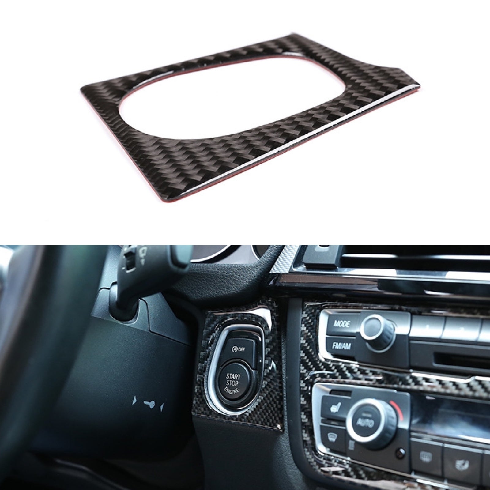 Carbon fiber engine start stop cover trim suitable for BMW 3 Series F30 F34 2013-18