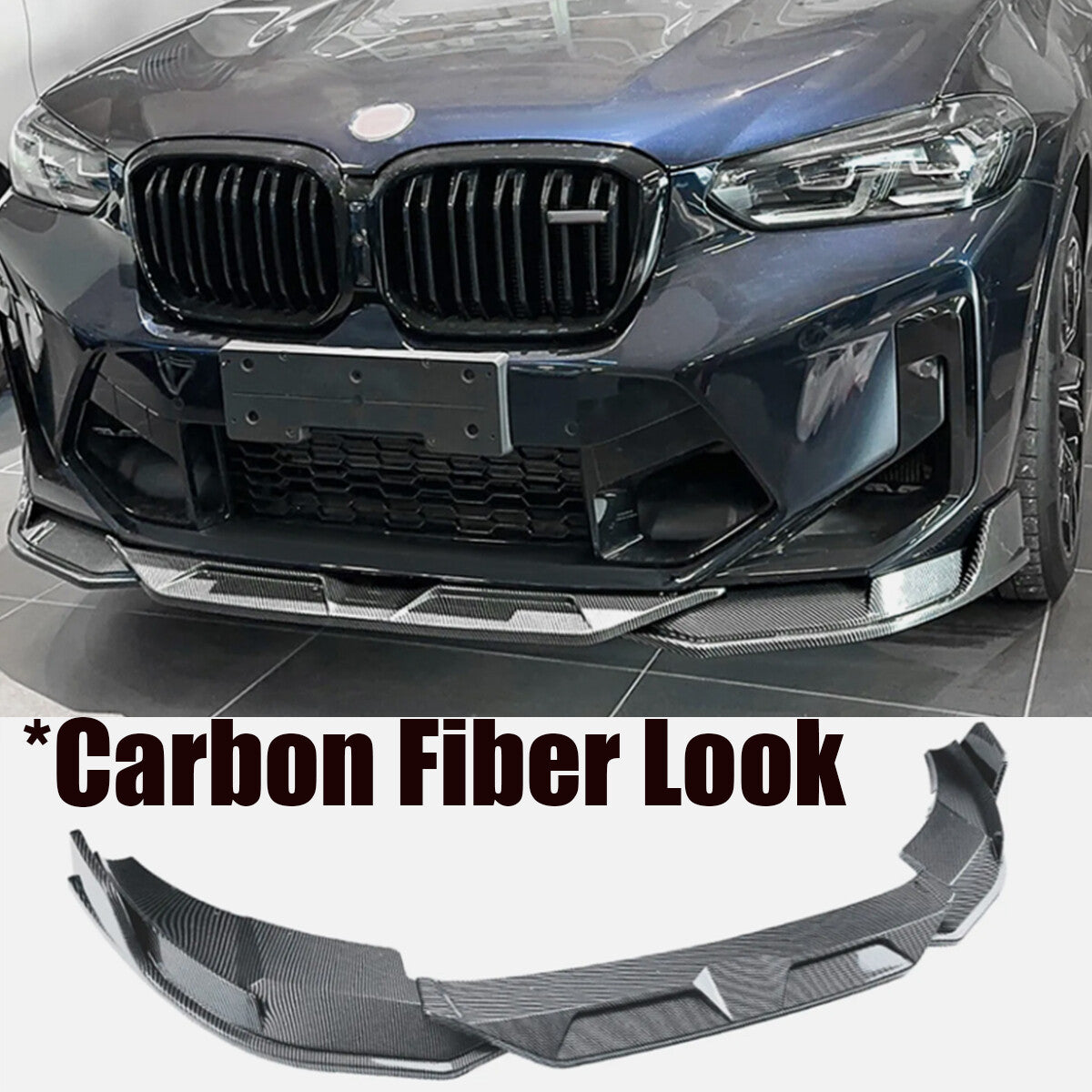 ABS Carbon Front Bumper Spoiler Lip Kit for BMW F97 X3M F98 X4M 2022 2023 2024