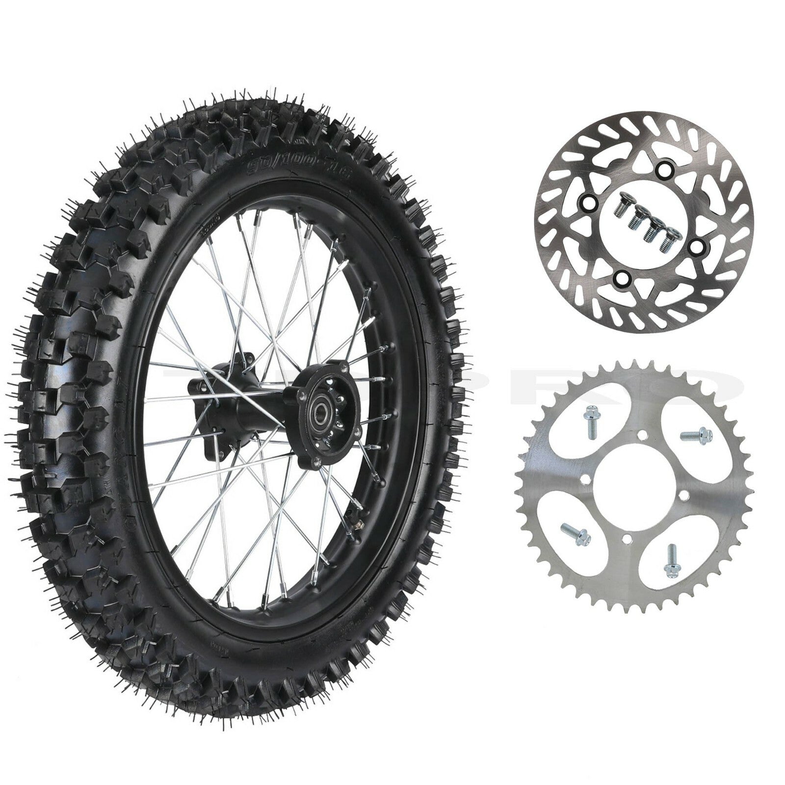 90/100-16 Rear Tire Rim Chain Sprocket Fo Dirt Pit Bicycle TTR125 KX100 CRF100