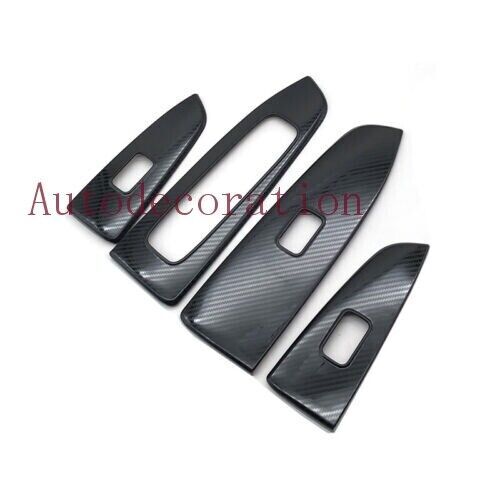 Carbon Fiber Steel Window Lift Panel Switch Cover Trim for Kia Forte K3 19-2022