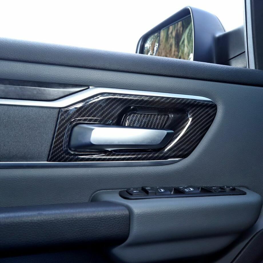Carbon fiber interior door handle cup cover trim suitable for 19-24 for Dodge for RAM 1500