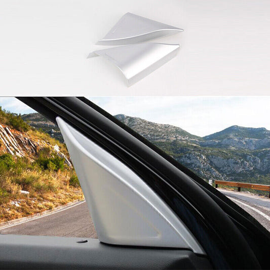 for VW Atlas 2018-23 Matt Silver Front A Pillar Post Speaker Sound Cover Trim 2X