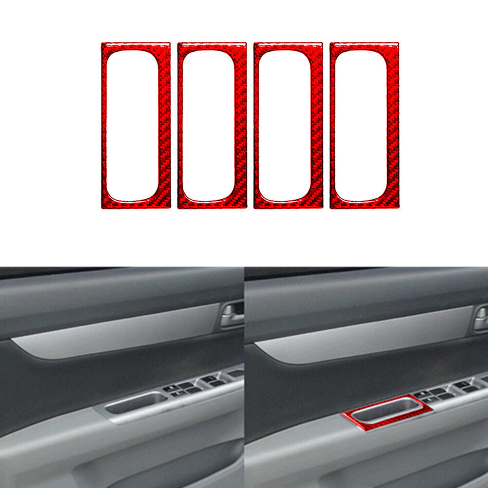 4Pcs Red Carbon Fiber Door Handle Cover Trim for Suzuki Grand Vitara 2006-2013
