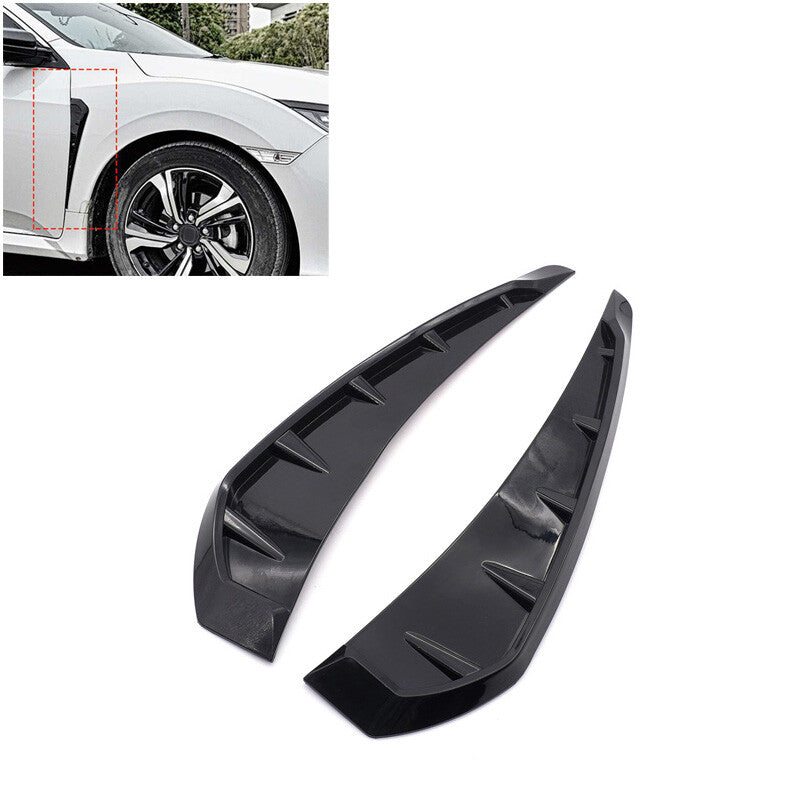 2-Pack Automotive Gloss Black Side Door Fenders Vents Shark Grille Trim Black
