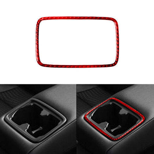 Red Carbon Fiber Interior Rear Watercup Panel Cover Trim for Toyota for Camry 12-14