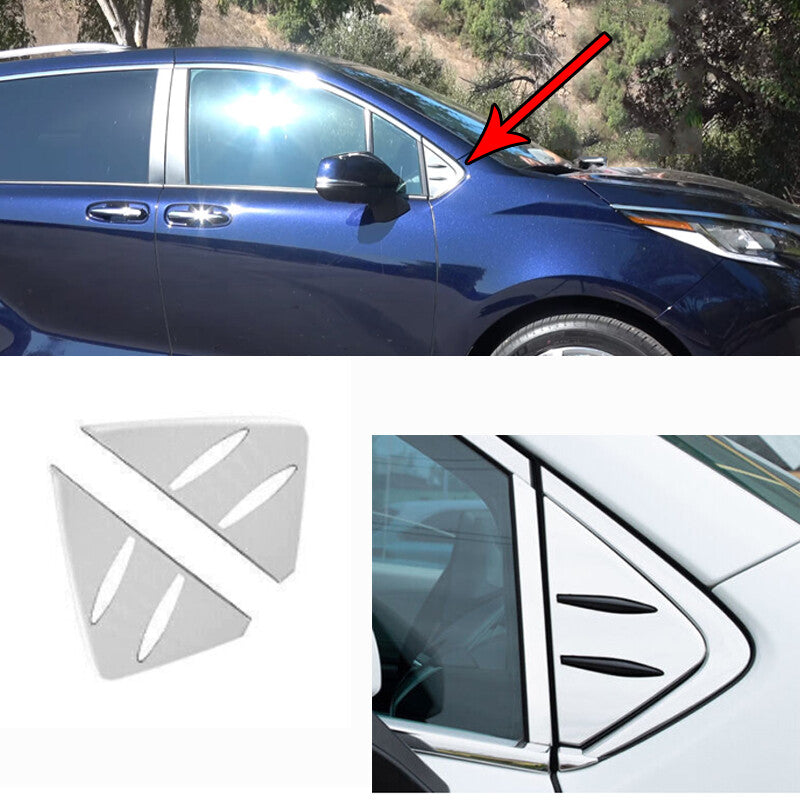 Chrome Steel Front Triangle A-Pillar Cover Trim 2PCS for Toyota for Sienna 2021-2023