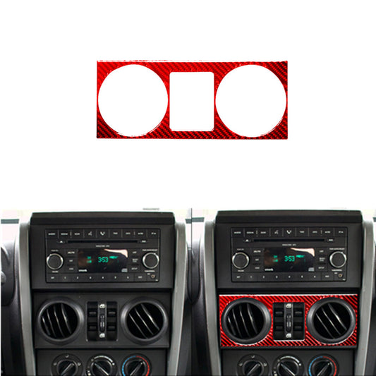 Red Carbon Fiber Central Air Outlet Trim for Jeep for Wrangler 2007-10 Type A