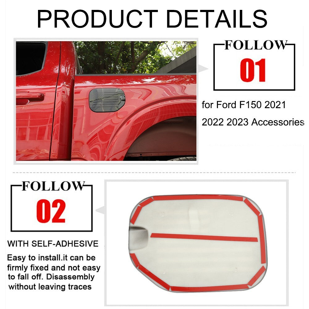 Black Fuel Filler Door Gas Tank Cap Cover Decor Trim Bezel for Ford F150 2021+