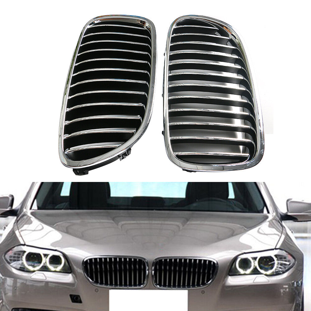 2X Front Bumper Kindey Grille For 2011-2013 for BMW F10 528i 535i xDrive Chrome